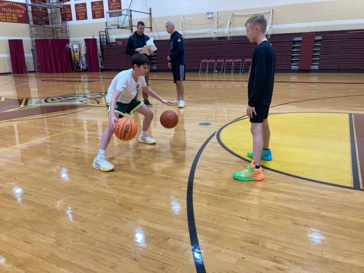 Player working on ball-handling drills